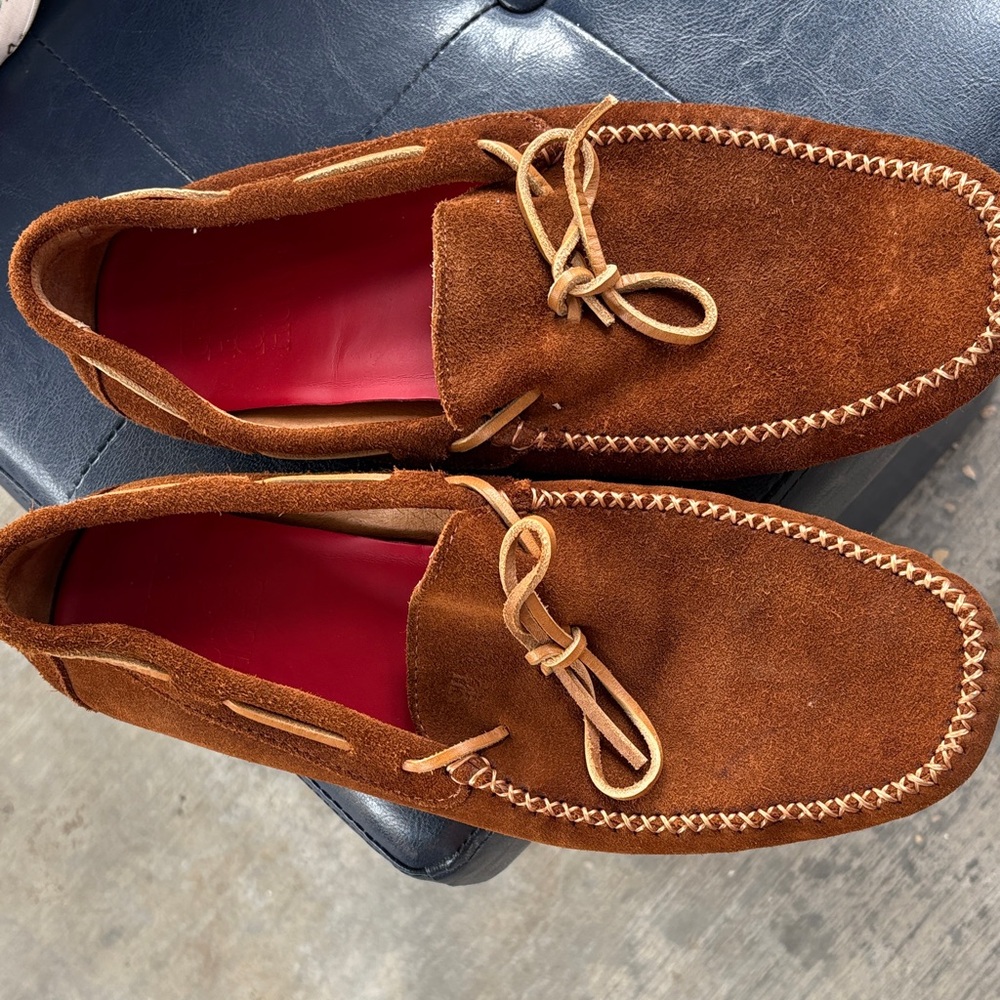 Carolina Herrera Tan Suede Loafers